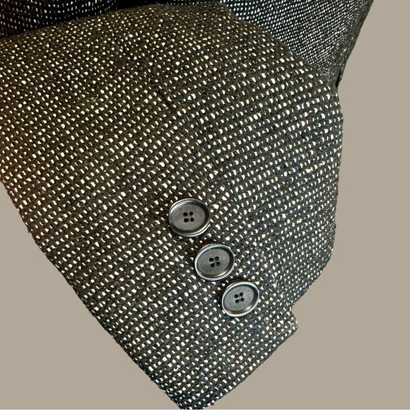 Alfani Black & White 100% Silk Tweed Button-Up Professional Work Blazer Size 8 - Picture 13 of 15